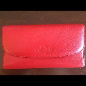 Coach Red Pebble Leather Wallet M1432-F52715